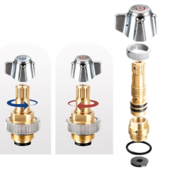 RKB0024 4 inch Brass Faucet Handle Cartridge Rebuild Trim Kit